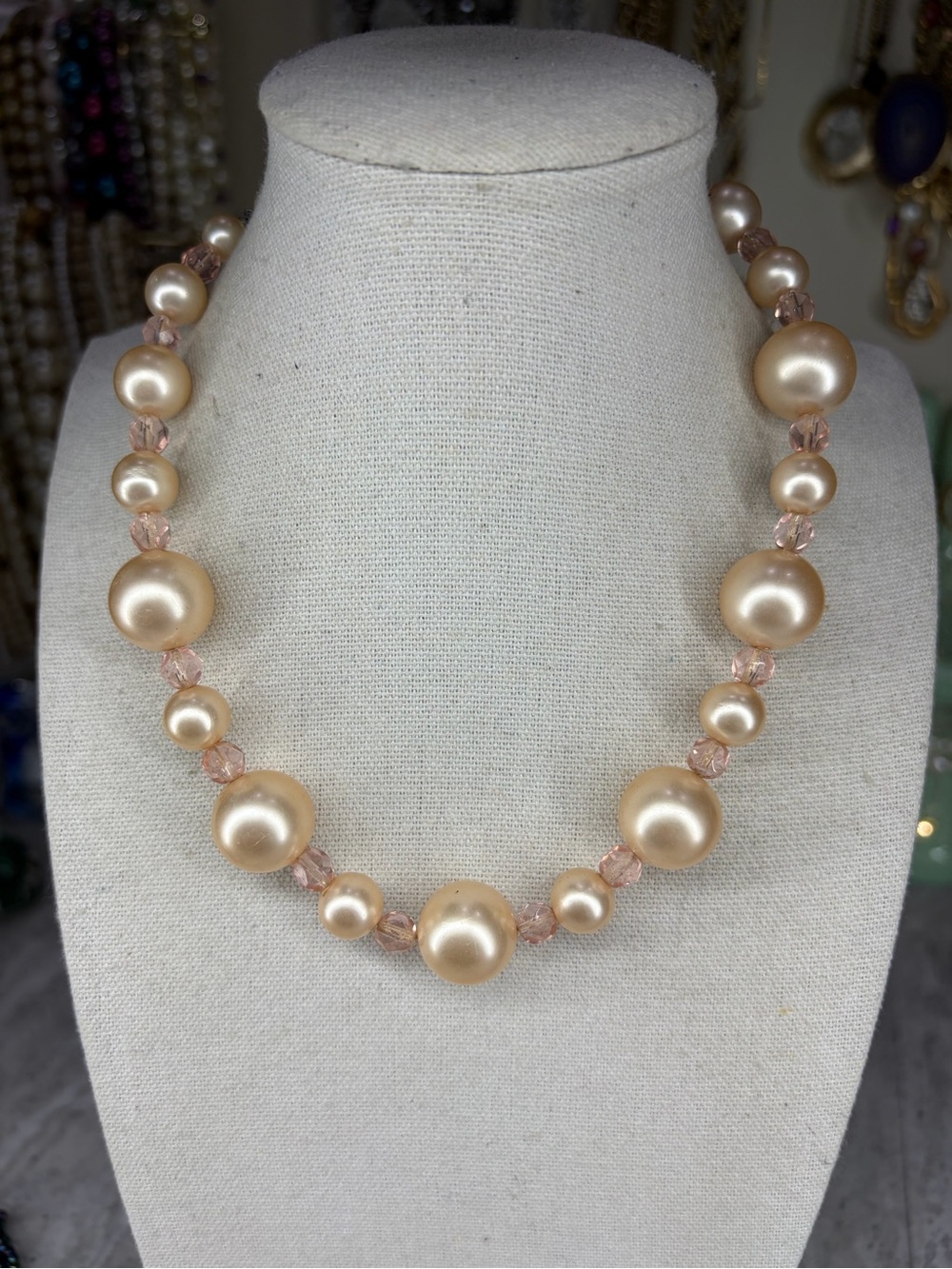 Vintage Faux Pearl Choker Necklace Girly Jewelry
